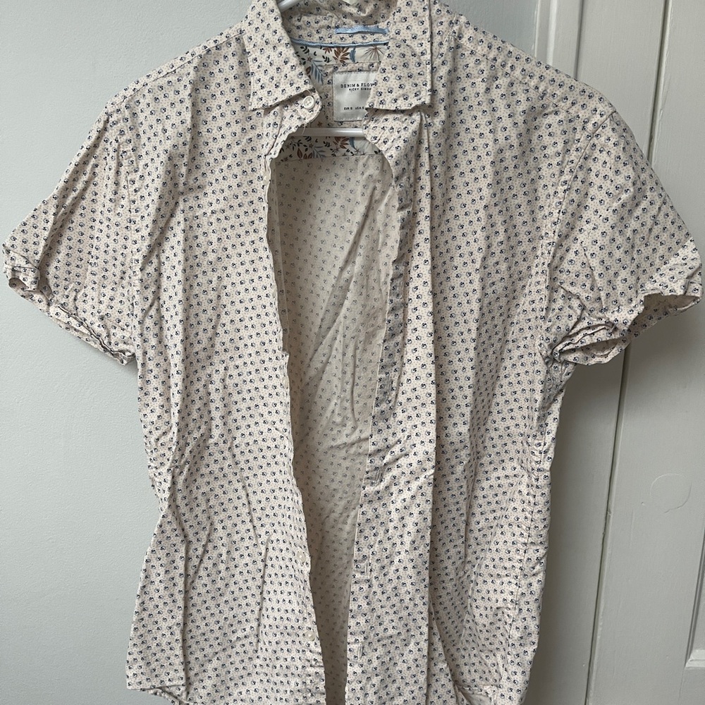 Denim & Flower White and Blue Patterned Casual Shirt